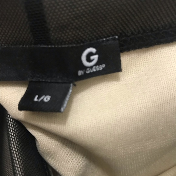 G by Guess Ruched Mesh Bodycon Dress (Nude/Black) - Picture 2 of 5